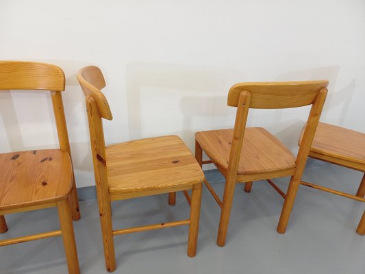 Round Dining Table & Chairs in Pine, 1970s, Set of 5-AHO-1736964