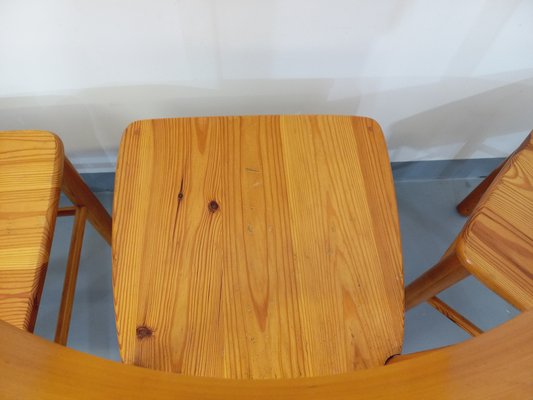 Round Dining Table & Chairs in Pine, 1970s, Set of 5-AHO-1736964