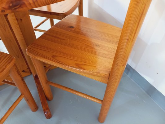 Round Dining Table & Chairs in Pine, 1970s, Set of 5-AHO-1736964