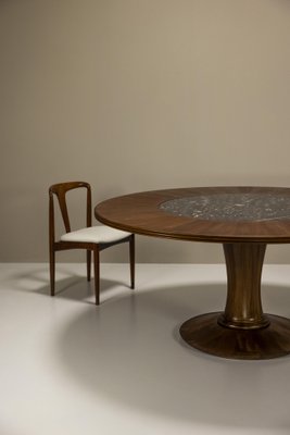 Round Dining Table in Mahogany and Terrazzo, Italy, 1950s-UQV-1768401