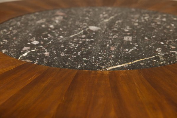 Round Dining Table in Mahogany and Terrazzo, Italy, 1950s-UQV-1768401