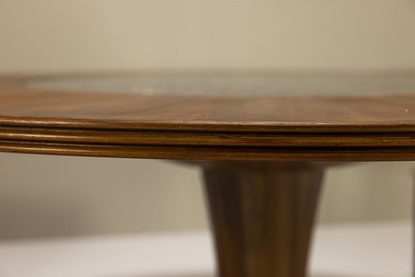 Round Dining Table in Mahogany and Terrazzo, Italy, 1950s-UQV-1768401