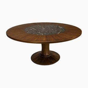 Round Dining Table in Mahogany and Terrazzo, Italy, 1950s-UQV-1768401