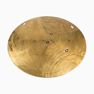 Round Etched Brass Dining Table with Inlay in Agates from VDL, 1980s-NJJ-955149