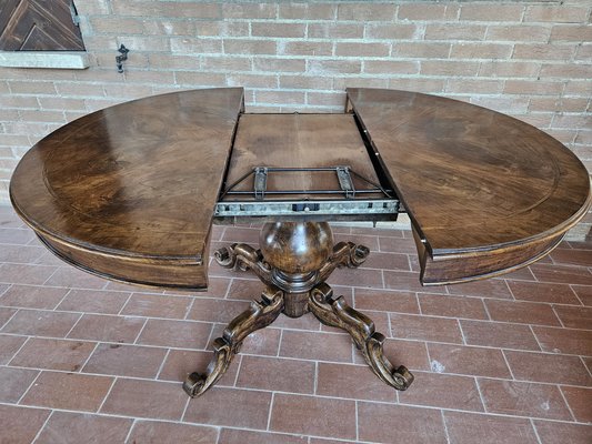 Round Extendable Dining Table in Burl Walnut, Italy, 1930s-ZUW-1799594