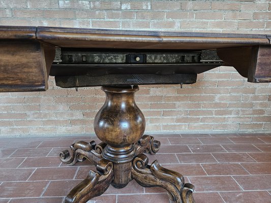 Round Extendable Dining Table in Burl Walnut, Italy, 1930s-ZUW-1799594