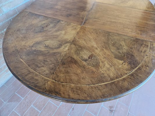 Round Extendable Dining Table in Burl Walnut, Italy, 1930s-ZUW-1799594