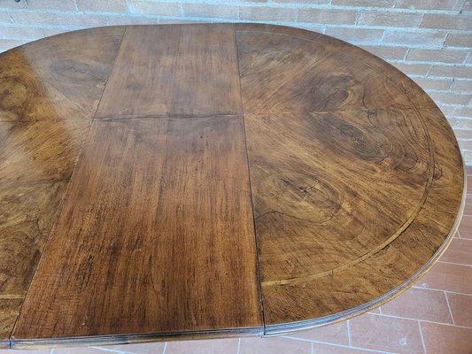 Round Extendable Dining Table in Burl Walnut, Italy, 1930s-ZUW-1799594