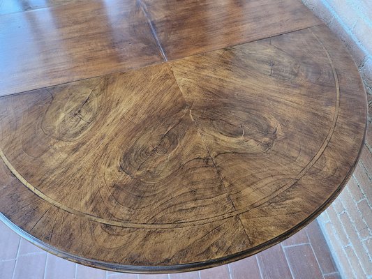 Round Extendable Dining Table in Burl Walnut, Italy, 1930s-ZUW-1799594