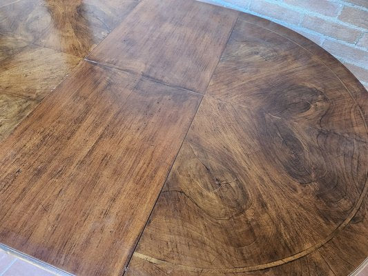 Round Extendable Dining Table in Burl Walnut, Italy, 1930s-ZUW-1799594