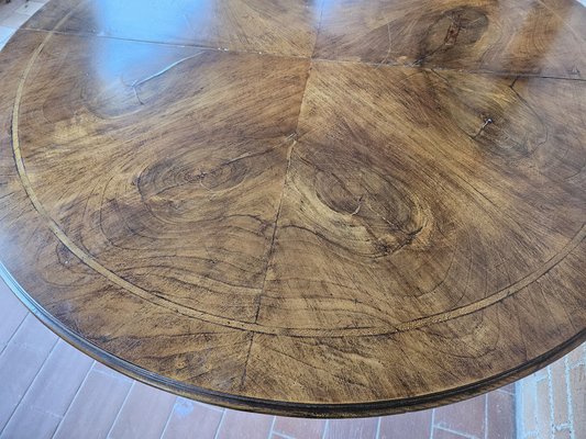 Round Extendable Dining Table in Burl Walnut, Italy, 1930s-ZUW-1799594