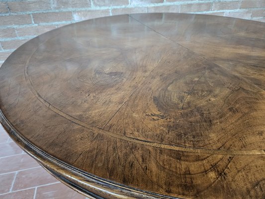 Round Extendable Dining Table in Burl Walnut, Italy, 1930s-ZUW-1799594