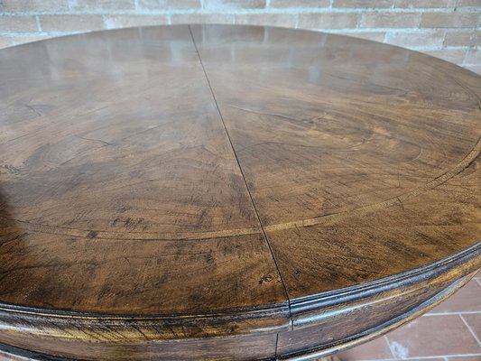 Round Extendable Dining Table in Burl Walnut, Italy, 1930s-ZUW-1799594