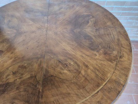 Round Extendable Dining Table in Burl Walnut, Italy, 1930s-ZUW-1799594