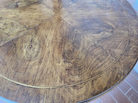 Round Extendable Dining Table in Burl Walnut, Italy, 1930s-ZUW-1799594