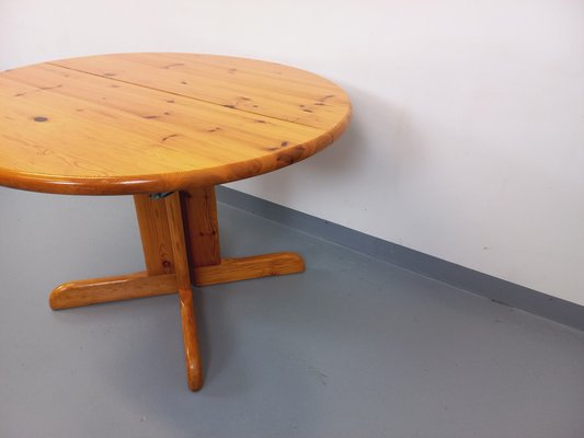 Round Extendable Pine Table, 1970s-AHO-1811738