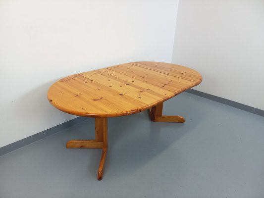 Round Extendable Pine Table, 1970s-AHO-1811738