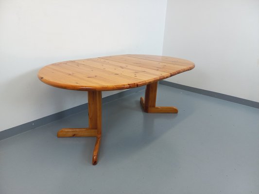 Round Extendable Pine Table, 1970s-AHO-1811738