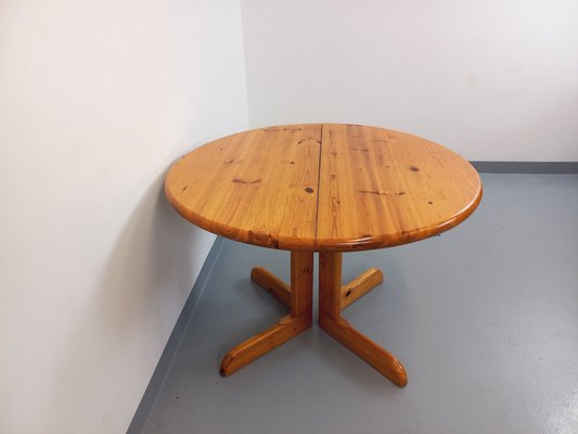 Round Extendable Pine Table, 1970s-AHO-1811738