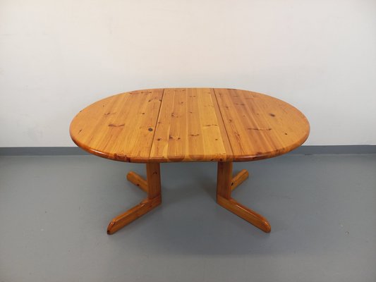 Round Extendable Pine Table, 1970s-AHO-1811738