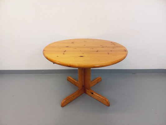 Round Extendable Pine Table, 1970s-AHO-1811738