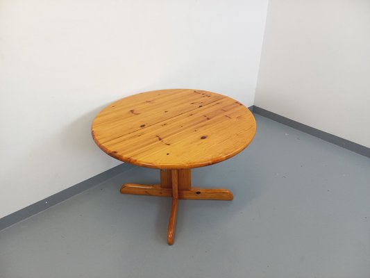 Round Extendable Pine Table, 1970s-AHO-1811738