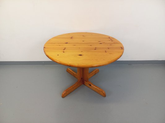 Round Extendable Pine Table, 1970s-AHO-1811738