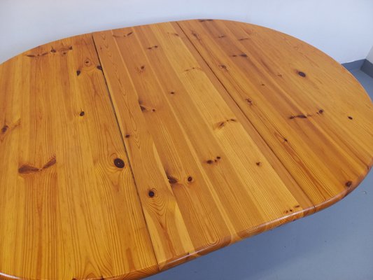 Round Extendable Pine Table, 1970s-AHO-1811738