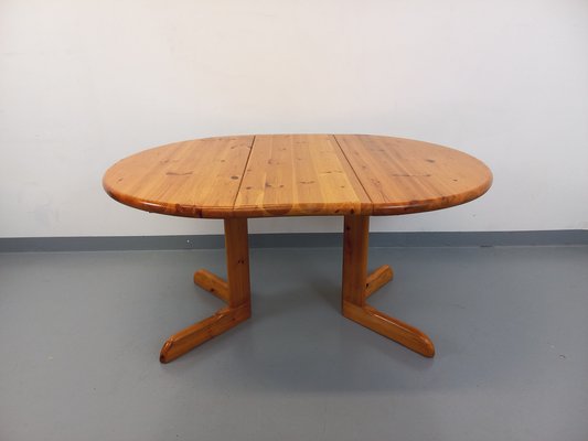 Round Extendable Pine Table, 1970s-AHO-1811738