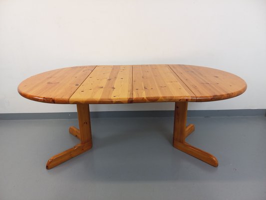 Round Extendable Pine Table, 1970s-AHO-1811738