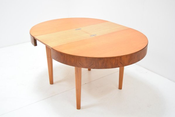 Round Folding Dining Table by Jindrich Halabala, Czechoslovakia, 1950s-TZ-838907