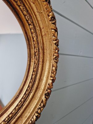 Round Gilded Wood Mirror, Early 20th Century-FAX-2035676