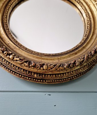 Round Gilded Wood Mirror, Early 20th Century-FAX-2035676