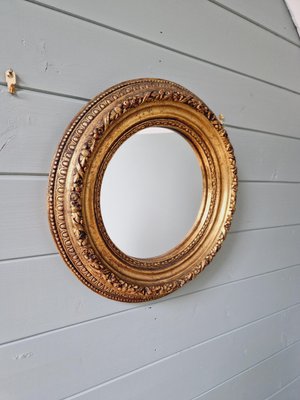 Round Gilded Wood Mirror, Early 20th Century-FAX-2035676