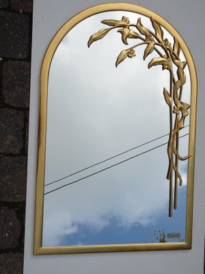 Round Gilt Wall Mirror wiht Floral Design from Deknudt Belgium, 1970s-AWL-1417754