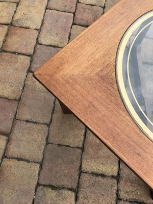 Round Glass and Gold Astro Style Coffee Table, 1960s-OXJ-679025