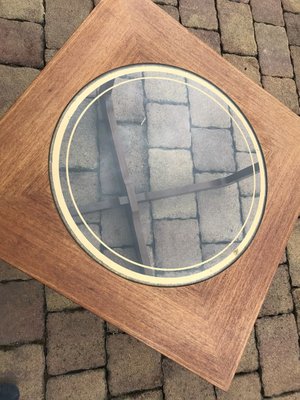 Round Glass and Gold Astro Style Coffee Table, 1960s-OXJ-679025