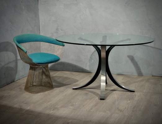 Round Glass & Metal T69 Table by Gerli Borsani for Tekno, 1960s-UH-883340