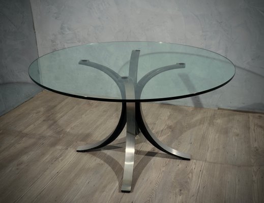 Round Glass & Metal T69 Table by Gerli Borsani for Tekno, 1960s-UH-883340