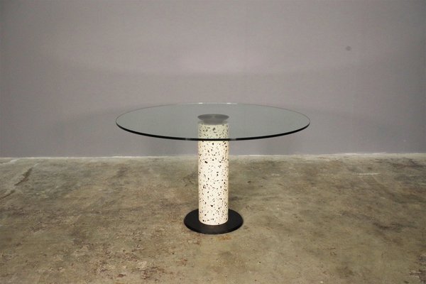 Round Glass Top Table, 1980s, Set of 4-KNM-1290715