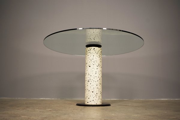 Round Glass Top Table, 1980s, Set of 4-KNM-1290715