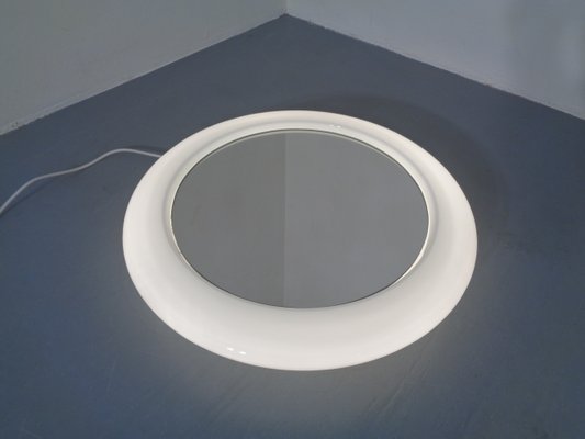 Round Illuminated Opal Glass Mirror, 1960s-RDW-776690