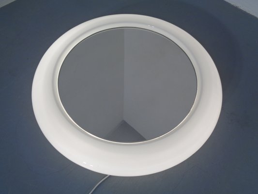 Round Illuminated Opal Glass Mirror, 1960s-RDW-776690