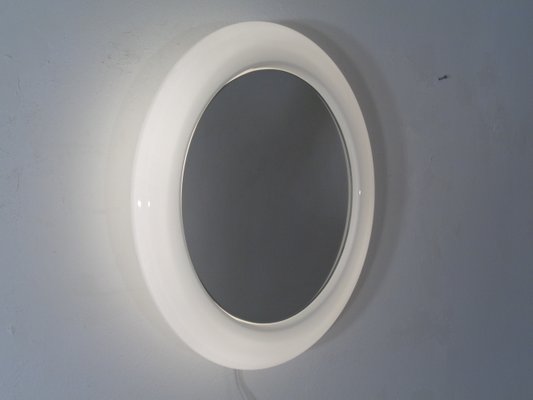 Round Illuminated Opal Glass Mirror, 1960s-RDW-776690