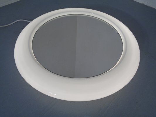 Round Illuminated Opal Glass Mirror, 1960s-RDW-776690