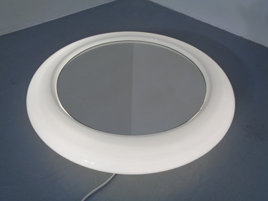 Round Illuminated Opal Glass Mirror, 1960s-RDW-776690