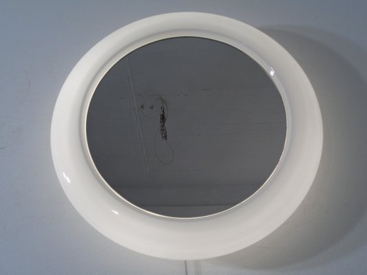 Round Illuminated Opal Glass Mirror, 1960s-RDW-776690