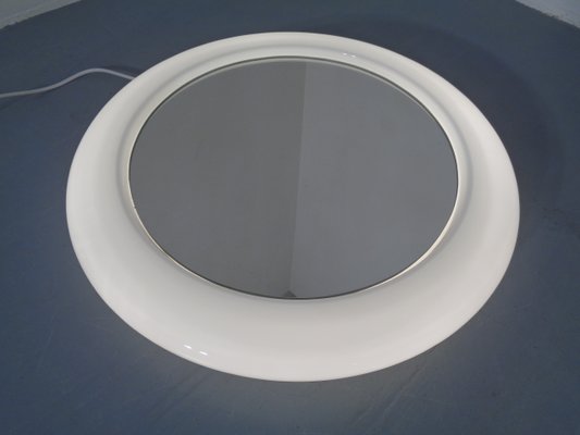 Round Illuminated Opal Glass Mirror, 1960s-RDW-776690