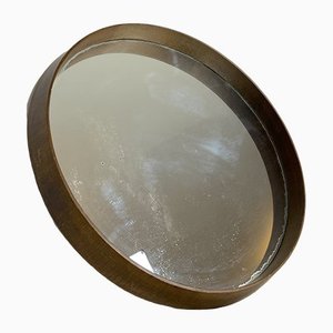 Round Italian Wooden Wall Mirror, 1950s-OT-1309474