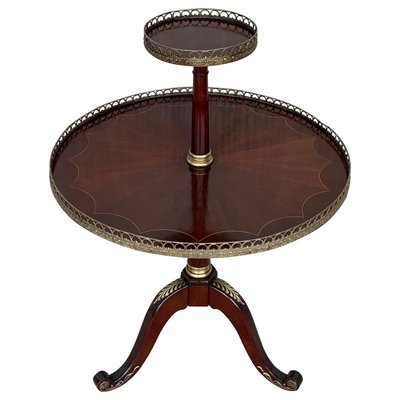 Round Louis XVI Style Two-Tier Mahogany Bouillotte Table in the Style of Jansen-PSK-1002656